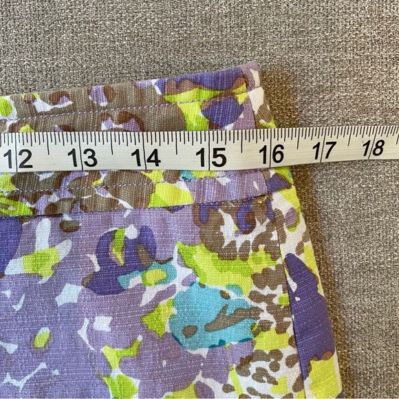 Talbots Lavender Green Aqua Floral Cotton Spandex Lined Zip Mini Skirt Summer - Picture 9 of 10